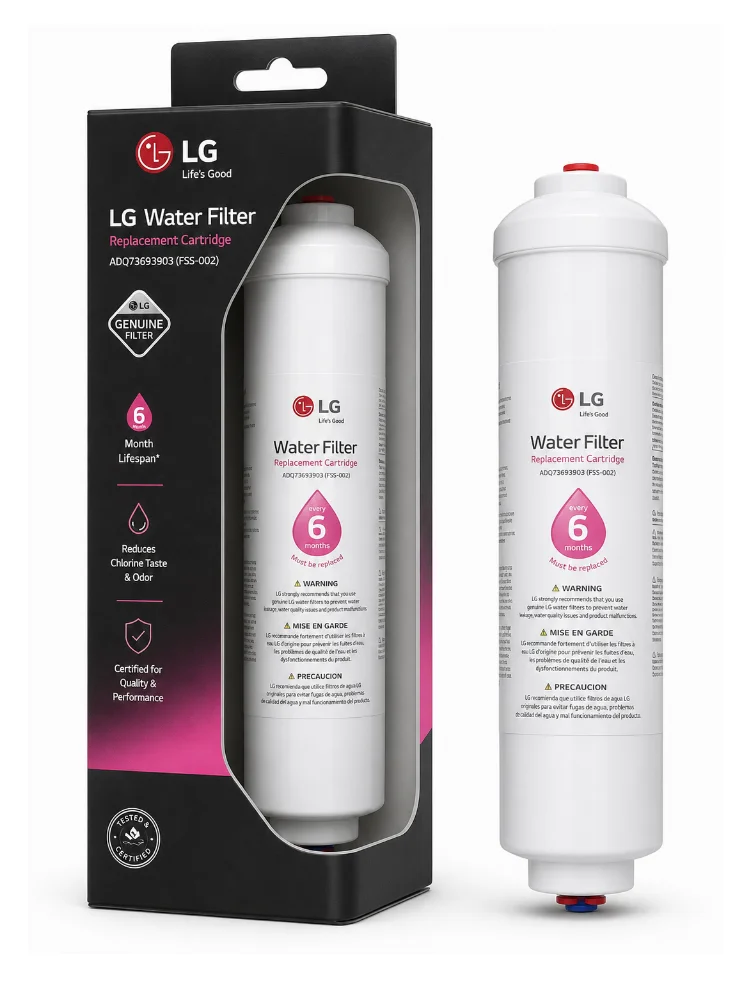 LG FR24 FSS-002 ADQ73693903 ADQ73693901 BL9808 5231JA2012B Refrigerator Water Filter Inline External Filter Cartridge 1/4 Inch 6mm Water Tube Connector Replacement Fridge Ice Maker Drinking Water Purifier Original