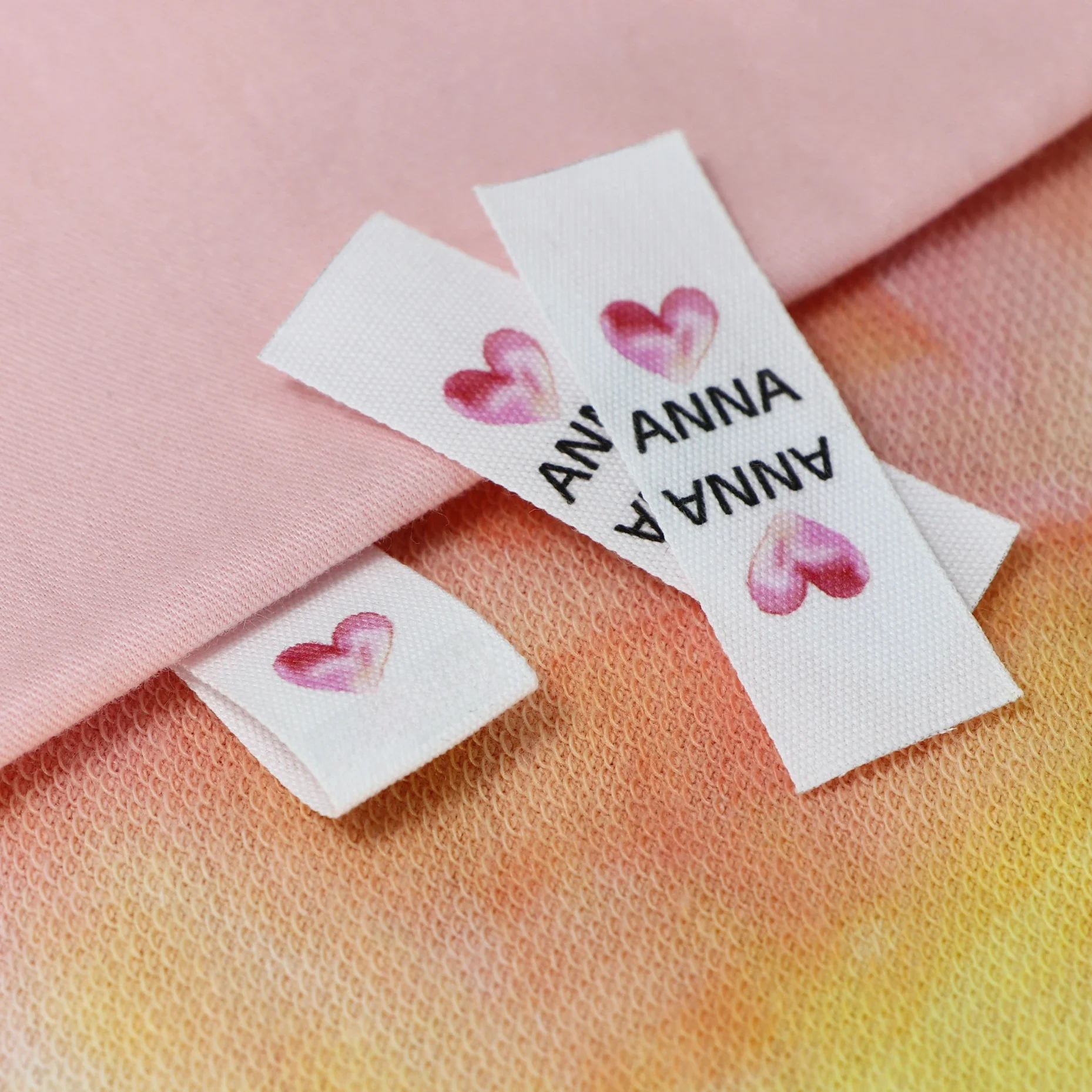 Naailabels / Aangepaste merklabels, Kledinglabels, Naaien, Stof 100% katoen, aangepaste tekst (FR061) - afbeelding 2