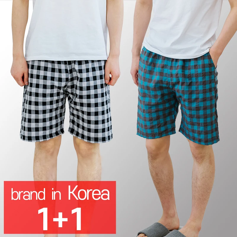 [CALL RA S](1+1 2 pieces) Men's Ombre pajamas/gray+blue green/comfortable/short pants // Bermuda shorts/night wear/couple pajamas