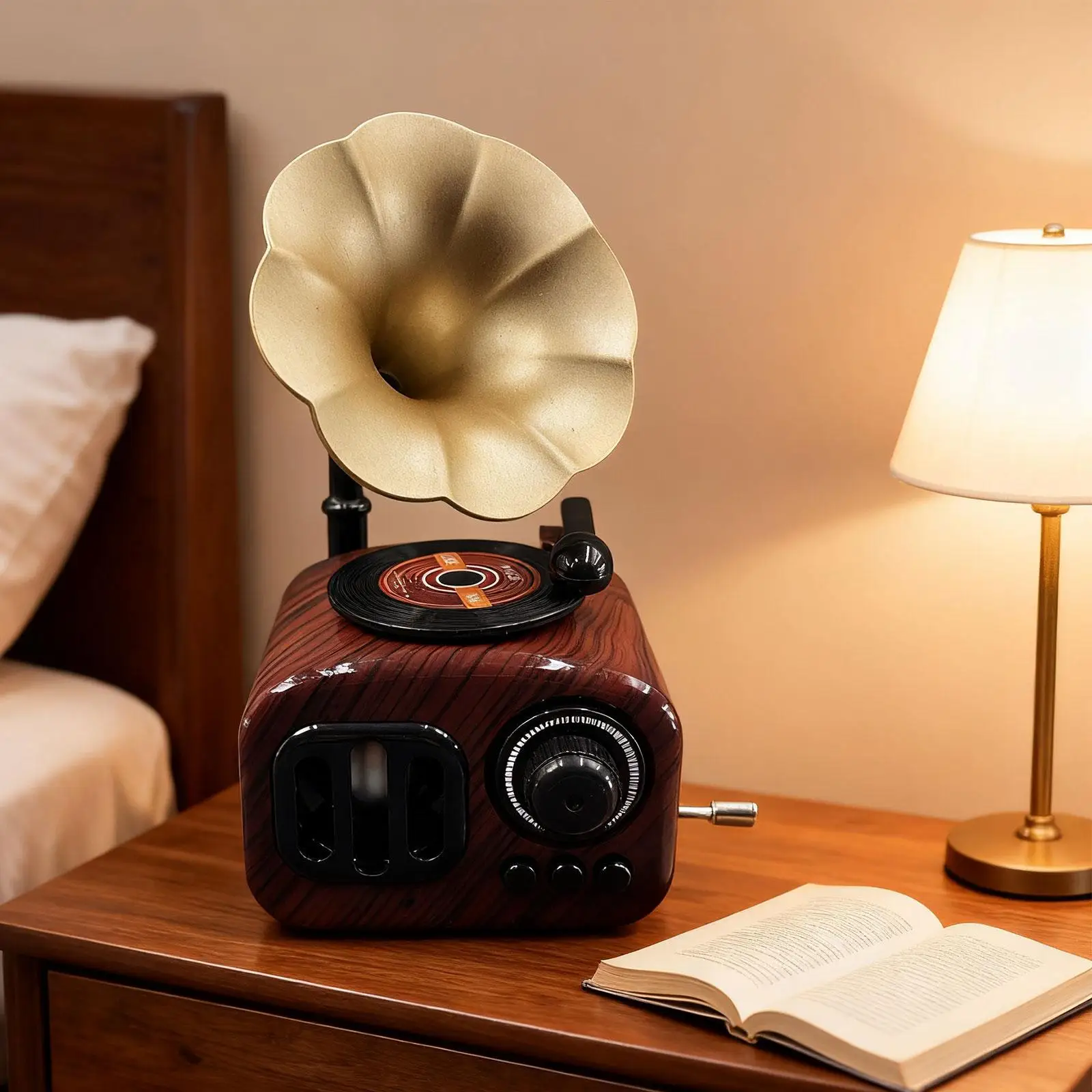 Phonograph Music Box Classical Xmas Gramophone Hand-Cranked Clockwork Record Player for Living Room Decor 2026 New Year Gift