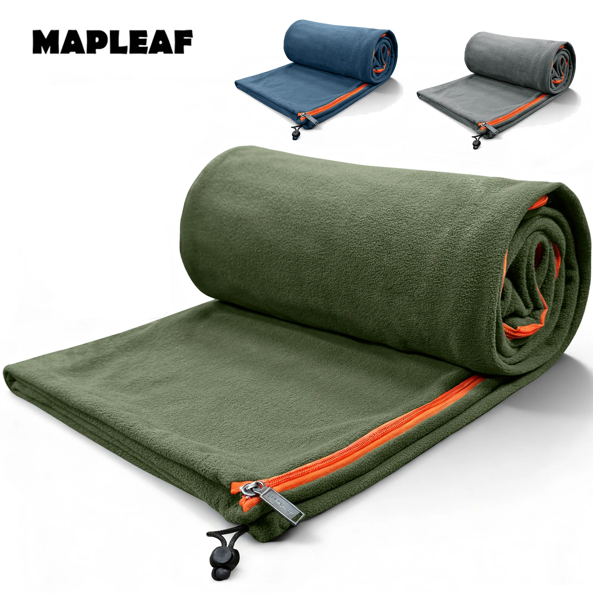 MAPLEAF Fleece Sleeping Bag Liner Warm Winter Camping Travel Sleep Sack Full Zipper Machine Washable Portable Lightweight Adult