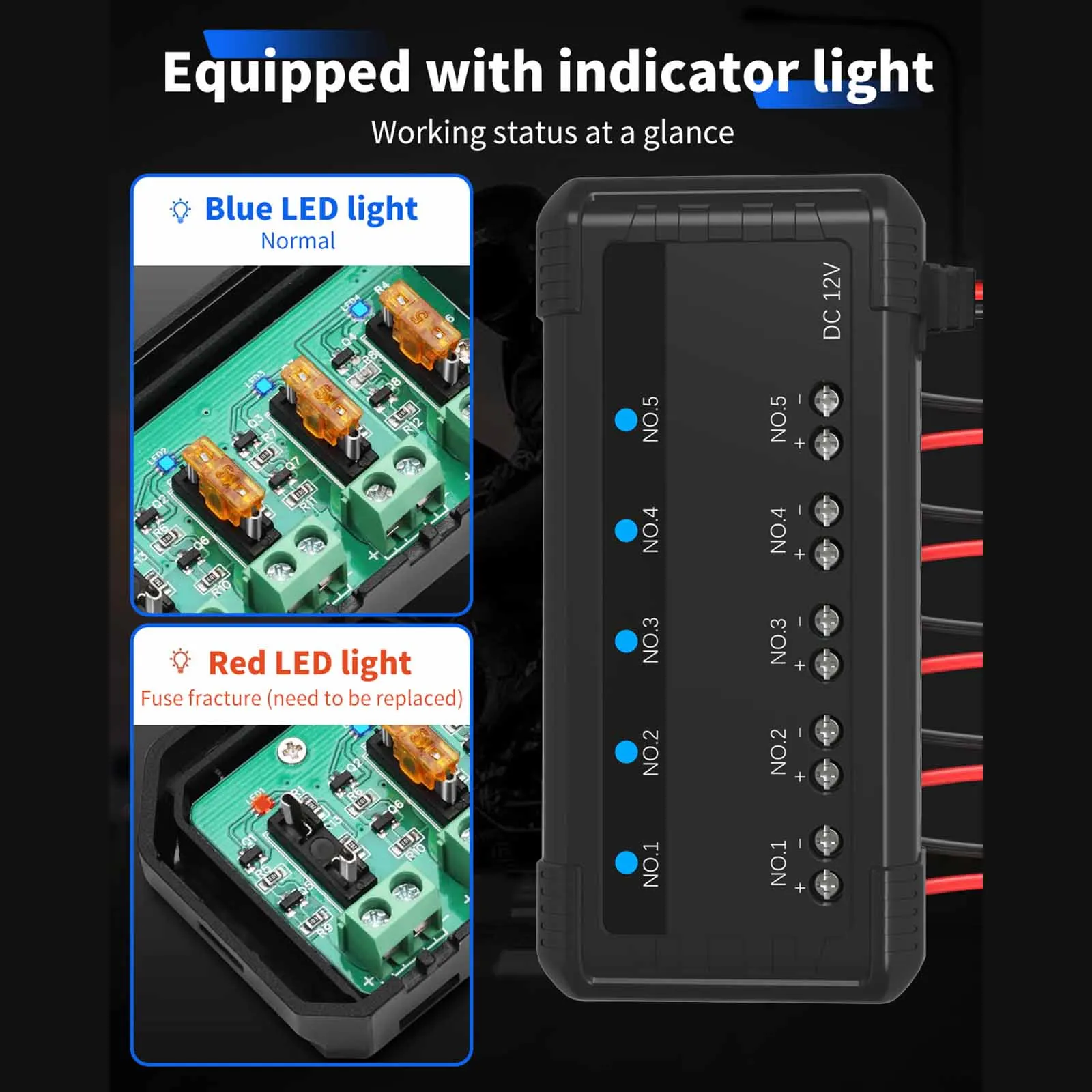 12V Universal Automotive  Fuse 4/5 Circuits Protection 20A with LED Indicators Efficient Wiring for Motorcycle Car Accessories view 5
