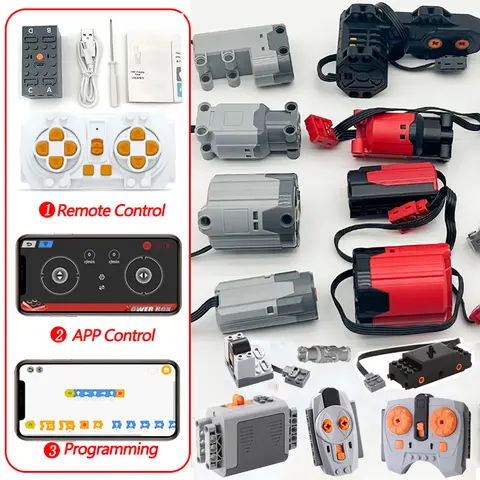 기술 모터 전원 기능 부품 IR 속도 APP 원격 제어 배터리 박스 서보 광 수신기 PF 자동차 빌딩 블록 벽돌