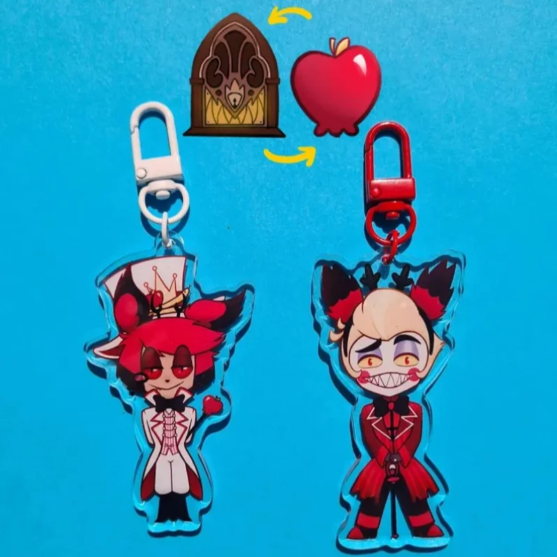 Helluva Boss inspirierte Anime-Charakter-Acryl-Schlüsselanhänger, Kostüm-Wechsel-Anhänger, niedliche Cartoon-Taschenanhänger, Fan-Geschenk