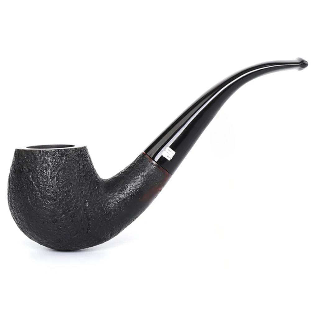 JIBILL Heather wood tobacco pipe ,Classic SherlocksHolmes egg Briar wood pipe,Acrylic curved handle pipe mouth 9mm pipe channel