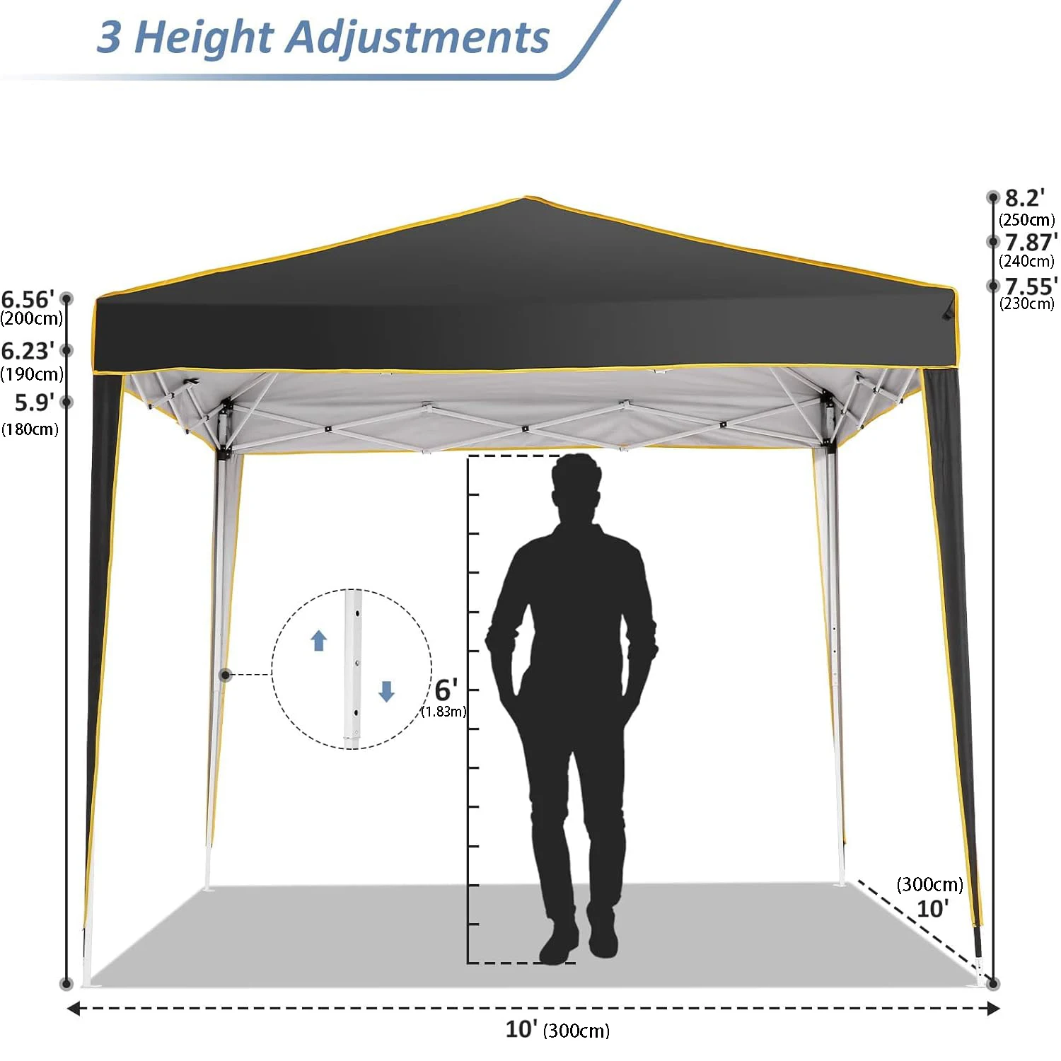 مظلة مناسبات ممتازة مقاس 10 × 10 أقدام مع جدران معيارية، خيمة منبثقة شديدة التحمل مع إطار معزز، مأوى خارجي من الدرجة التجارية