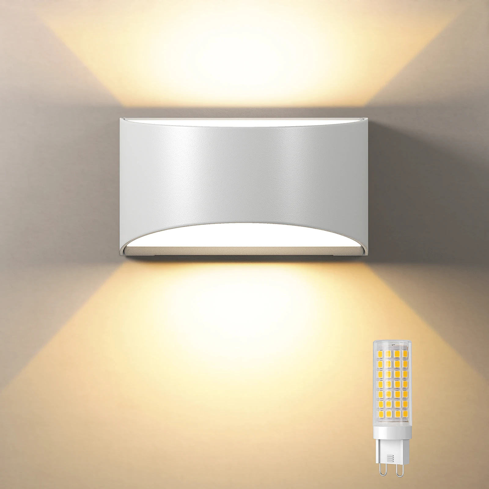 Lureshine Set van 2 Moderne Buitenwandlampen Waterdicht IP65 Aluminium Wandlamp met G9 LED-lamp Buitenverlichting voor Tuin Patio Huisdecoratie