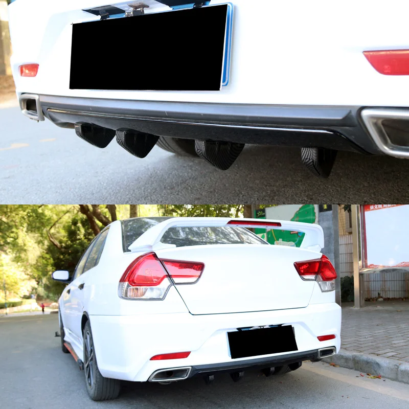 4pcs Car Carbon Fiber Rear Bumper Shark Fins Diffuser Protector Lower Spoiler Lip Trim Covers Wing Splitter Accessories