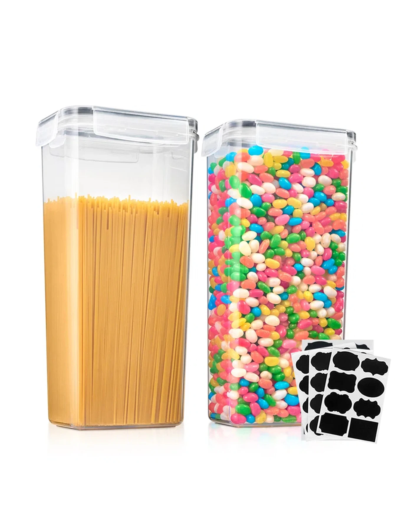 

2 шт. органайзер для кухонной кладовой и герметичные контейнеры для хранения продуктов питания с крышками для сухих продуктов, в комплект входят этикетки и маркеры