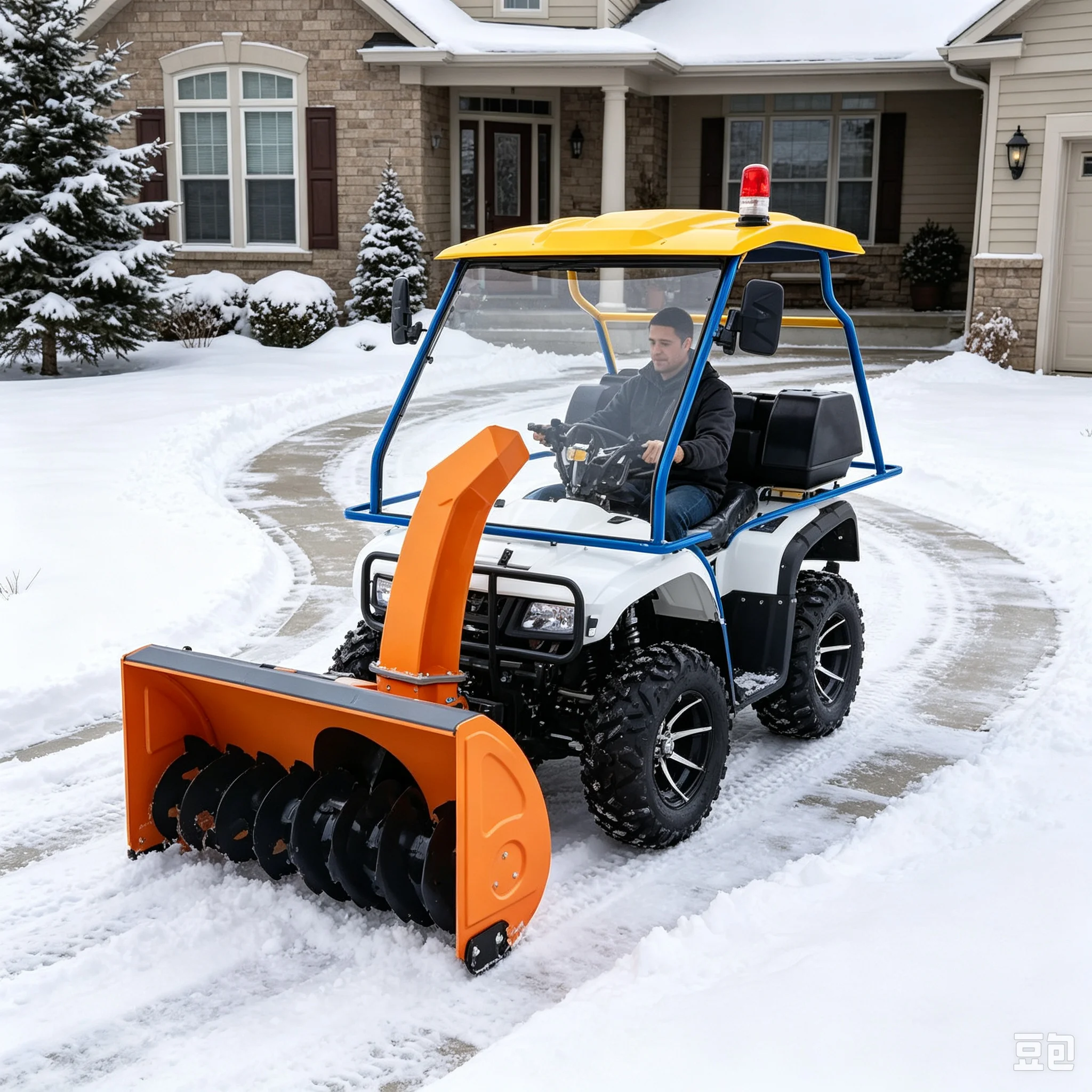 Multifunctional Rotary Brush Snow Cleaner Small Snowplow & ATV Snow Blower with 150cm Sweeping Width
