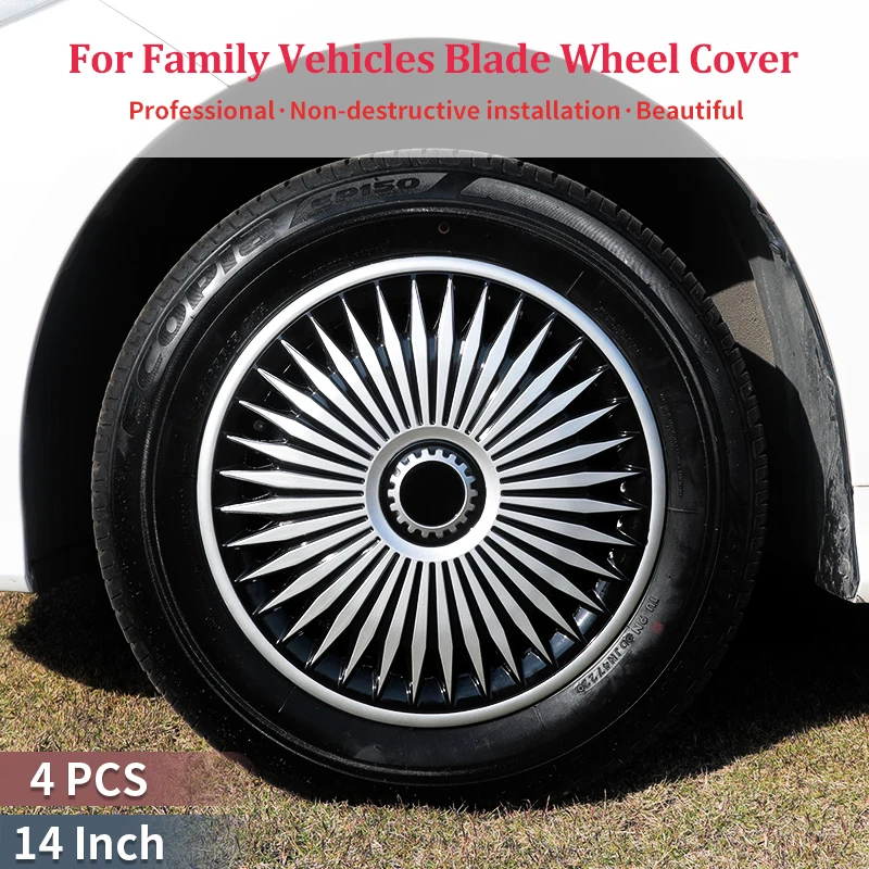 14inch Blade Style Hub Cap Cover for Iron Rim Wheel Cover Set of 4 Steel Wheel Cover Replacement Hubcap for R14 Tire