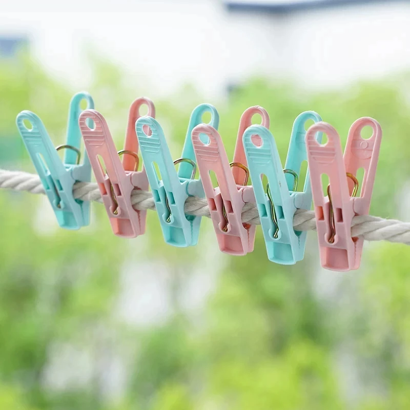 30Pcs Plastic Clothes Pegs With Storage Basket Spring Laundry Clothespin Windproof Clothes Pins for Towel Quilt Socks Drying