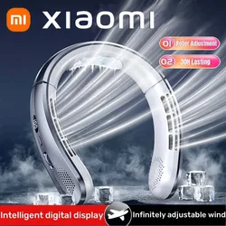 Xiaomi-ventilador portátil para colgar en el cuello, Enfriador de aire eléctrico sin aspas, recargable, silencioso, con pantalla Digital LED, 8000mAh