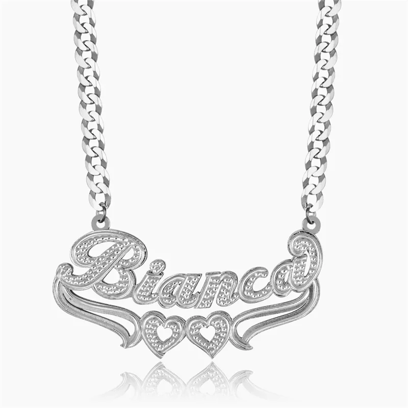 Personalized 18K Gold Name Necklace Custom Double Plated Nameplate Stainless steel Jewelry Gold Pendant For Women