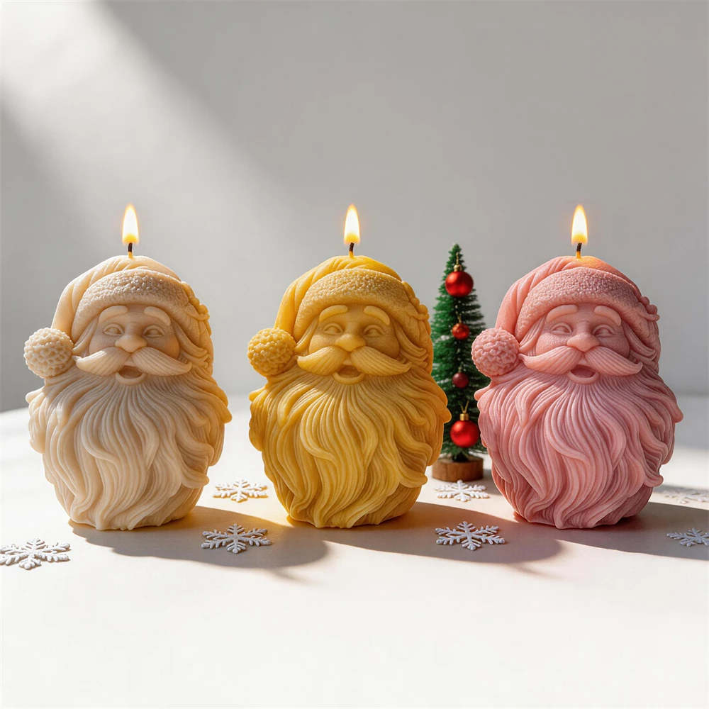Weihnachtsmann-Kerzenform, Weihnachtsmann-Silikonform für Harz und Seife, Kriss Kringle Gipsform, Festliche Dekoration