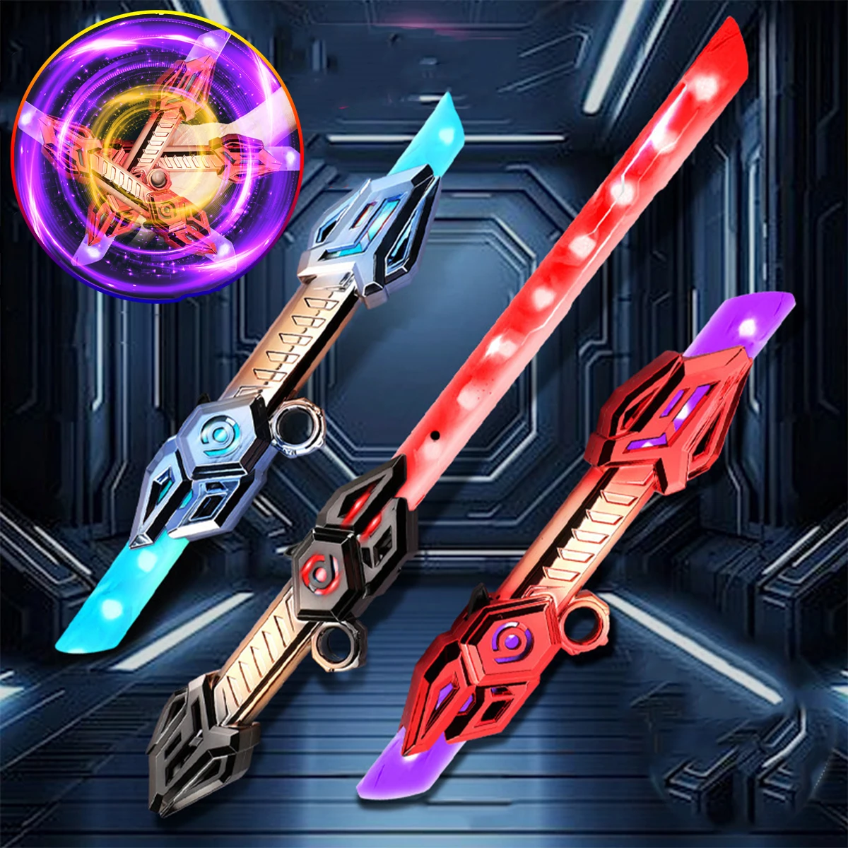 Double-Head Retractable Lightsaber Telescopic Laser Sword Six Colors Flash Luminous Soundfont CS Cosplay Battle Children's Toys