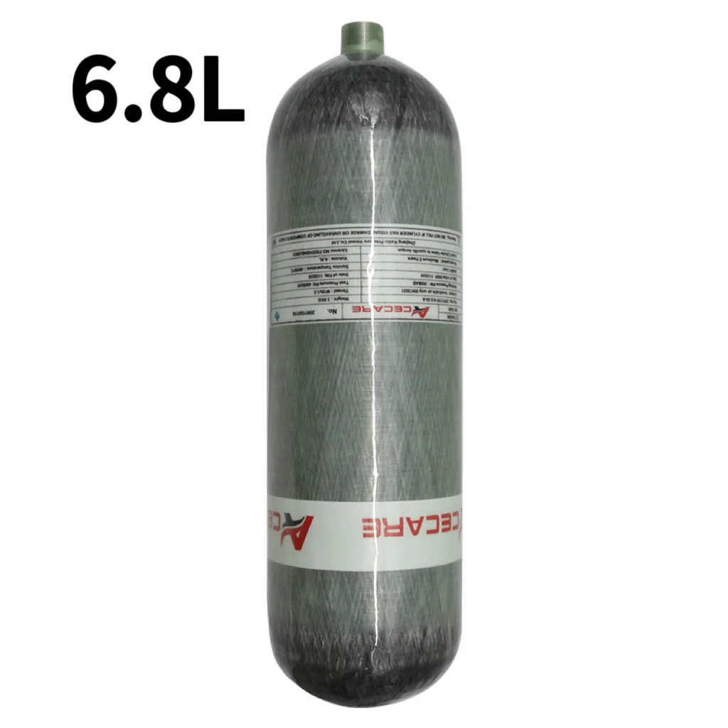 ACECARE-cilindro de fibra de carbono para tanque de buceo, 4500PSI, 300bar, 6,8 l, HPA, válvula reguladora de carga, M18 x 1,5