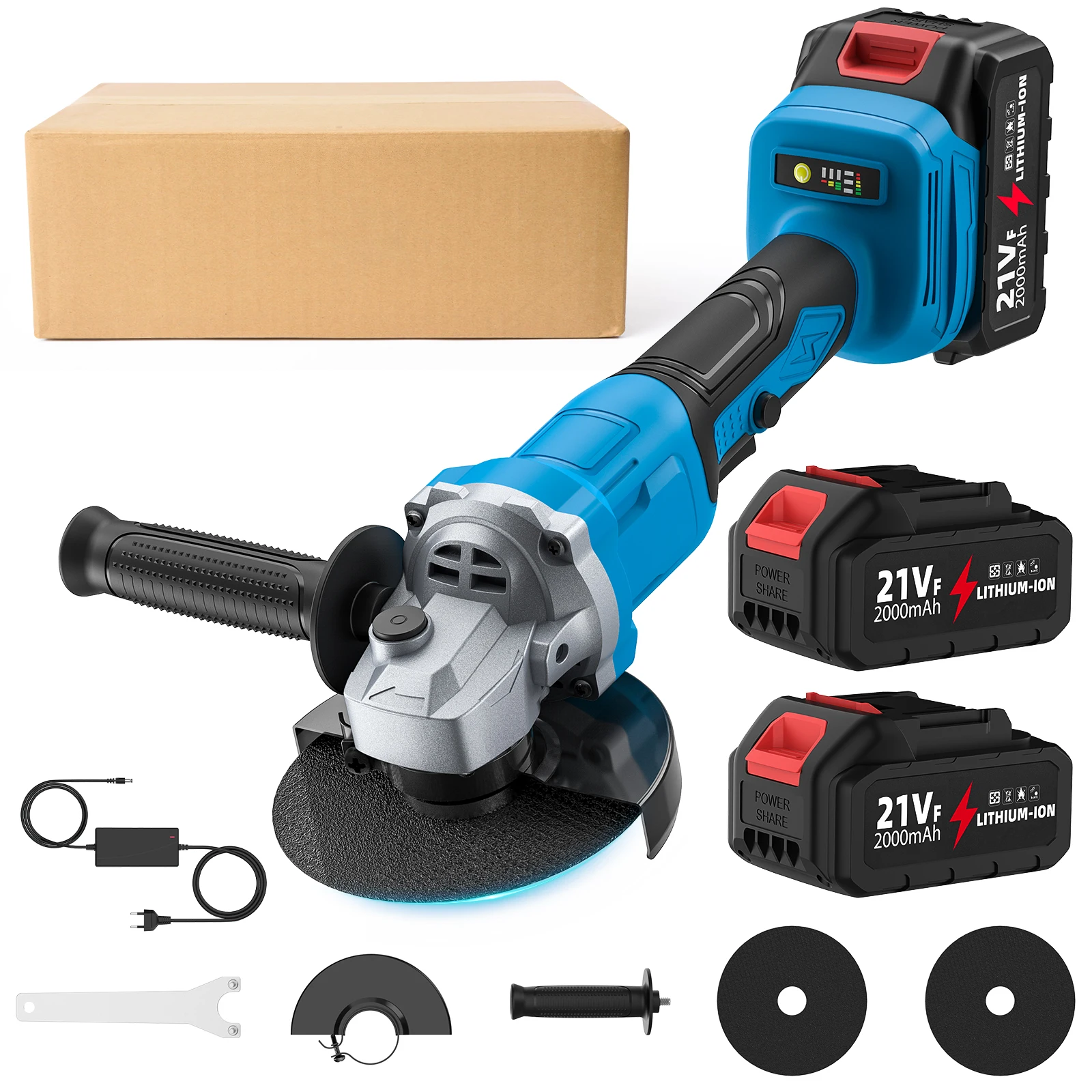 1000 W bürstenloser kabelloser elektrischer Winkelschleifer, 125 mm, Multifunktions-Polierer, 3-Gang-verstellbar, für den Haushalt, DIY-Elektrowerkzeug