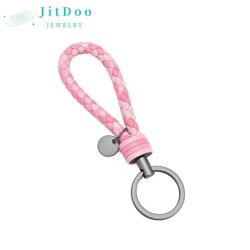 Handmade Braid Real Sheepskin Leather Woven Rope Keychain Wrist Rope Couple Key Chain Llavero Key Ring Key Holder Car Pendant