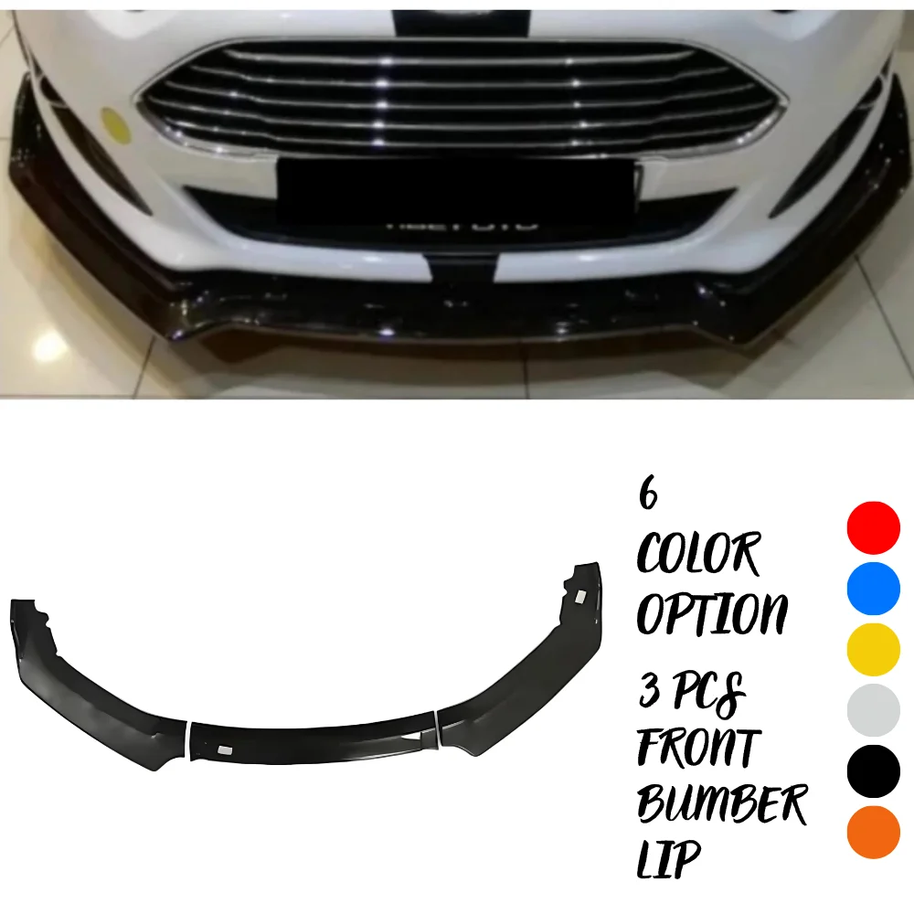 3 Pcs Front Bumper Lip For Ford Fiesta Mk6 2008-2017 Body Kit Car Accessories Spoiler Splitter Diffuser Flap Sport Bumper