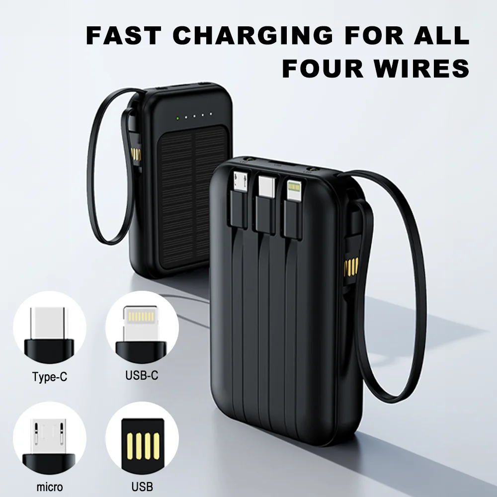 Banco de energía Solar portátil, cargador de teléfono móvil Solar de carga súper rápida de 20000mAh con linterna LED para Xiaomi, Huawei y iPhone