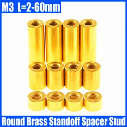 4PCS M3 L=2-60mm Round Brass Standoff Spacer Stud Extend Long Nut Spacing Screw Thumb Nut Female Thread Hollow Pillar Column