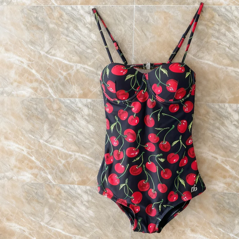 

High quality spring and summer women's camisole steel support gathered one-piece swimsuit HL141