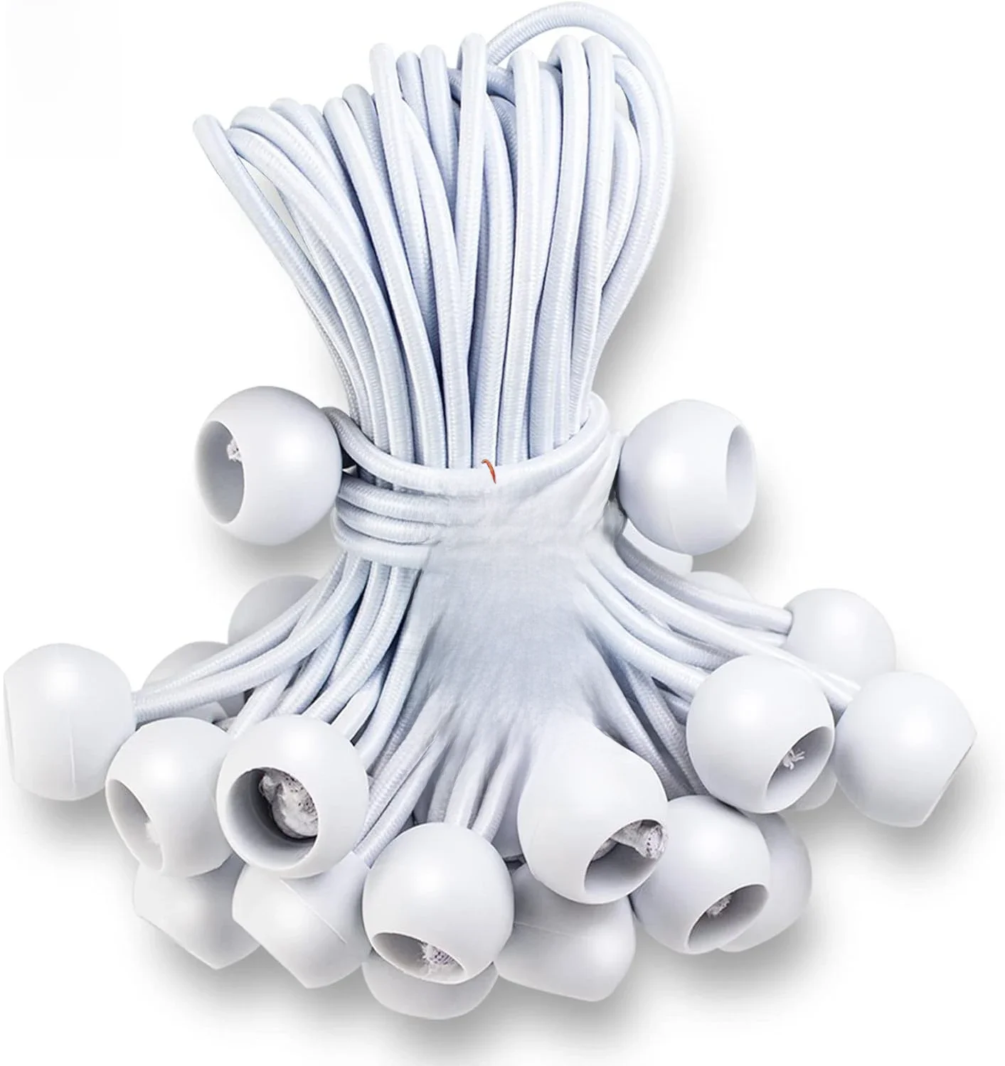 50-teilige Bungee-Bälle, schwarze Schnur für Baldachin planen, UV-beständig, mit elastischer Schnur