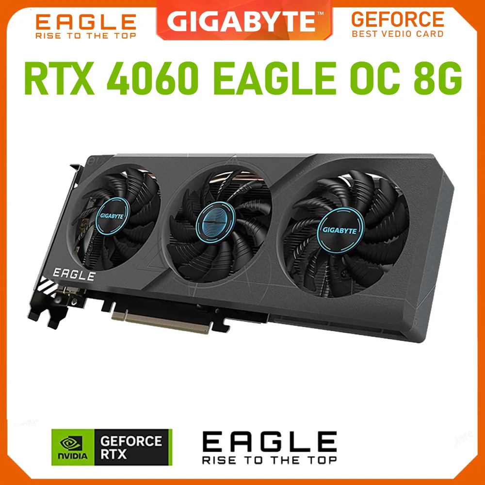 Imagem -02 - Gigabyte-placa Gráfica Geforce Rtx 4060 Eagle oc 8g 128bit 17000 Mhz Fãs Triplos Pci-e 4.0 Novo Gddr6