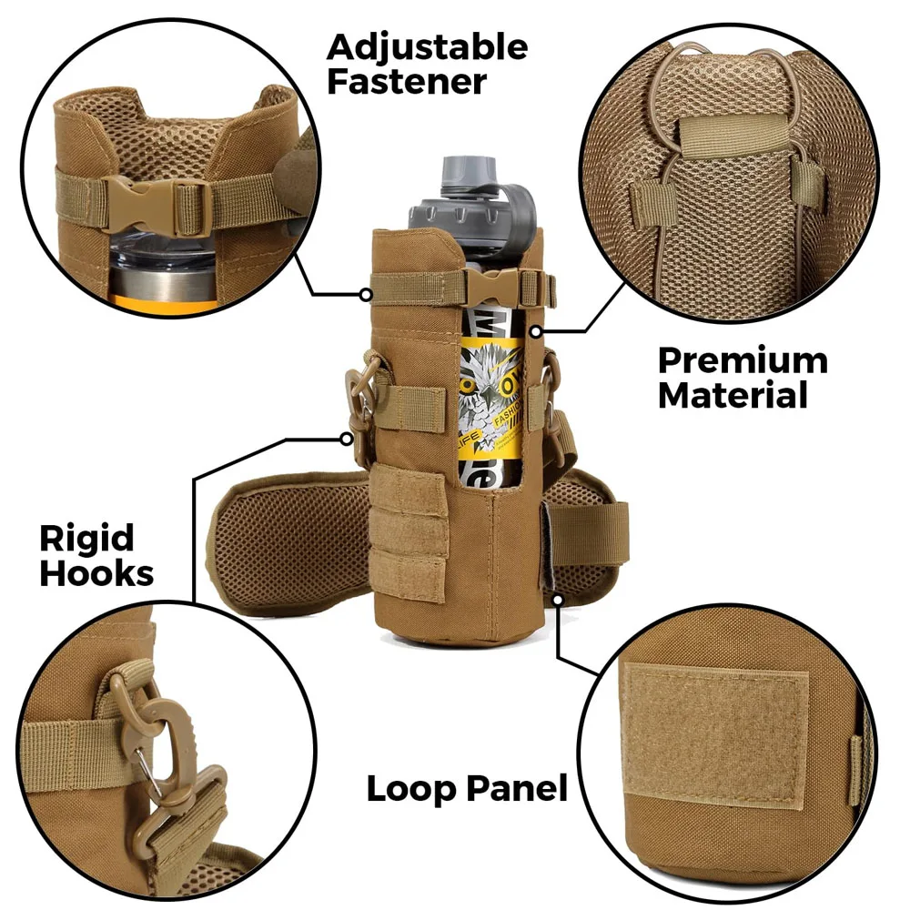 

Tactical Bottle Pouch with UShape Opening ,Military Hydration Carrier for 24oz Travel Mug and Handle 32oz Sport Water Bottle