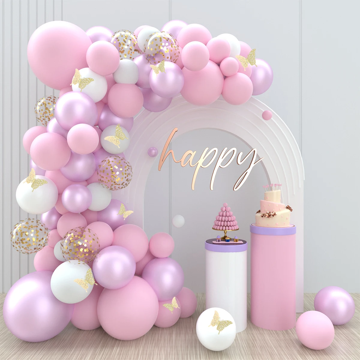 98pcs Purple Pink Balloon Garland Arch Kit Birthday Party Decoration Baby Shower Wedding Baloon Decor 1st Birthday Party Supply