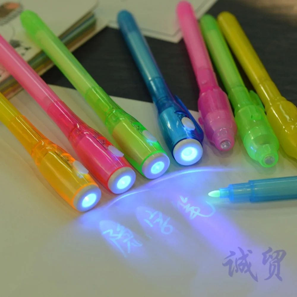 STONEGO Luminous Magic Invisible marker led UV lamp ballpoint pen Stonego secret message magic pen