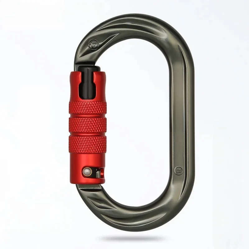 XINDA Outdoor o-shape karabinek 24kN 7075 aluminium owalny hak wspinaczka skałkowa auto śruba blokująca brama karabinek — zdjęcie 2