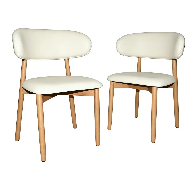 Ensemble de 2 chaises de salle à manger modernes en bois massif, couleur bois naturel, dossier ergonomique, pieds en bois avec pieds antidérapants, chaise multifonctionnelle pour cuisine, salon, bureau