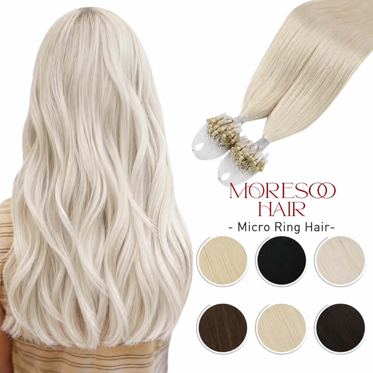 Moresoo Micro Loop Hair Extensions Microlinks Machine Remy Brazilian 1G/1S 50g Blonde Balayage 100% Real Human Hair Straight