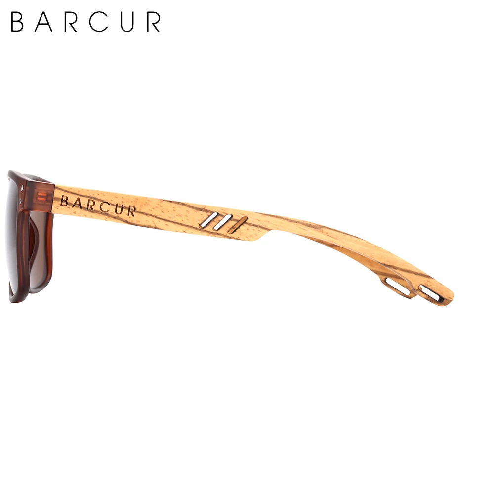 BARCUR Design Brand Wood Sunglasses Zebra Temple Wooden Sun Glasses Men Polarized Vintage Women Eyewear UV400 Protection