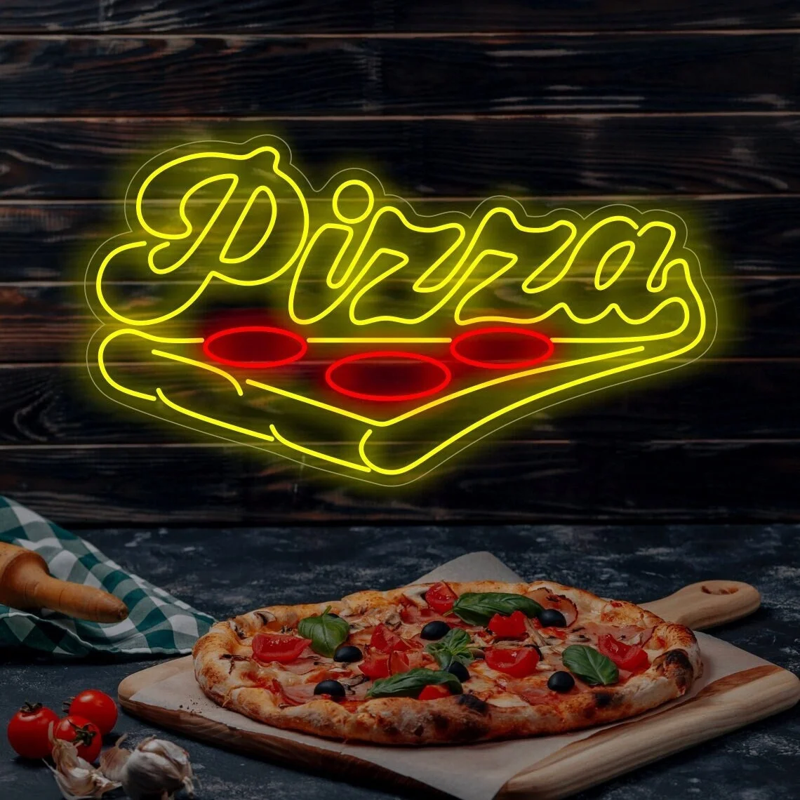 Pizza Neon Sign Open Pizza Fast food sign Pizza lovers Slice of pizza Neon Italy Pizza Neon Decor