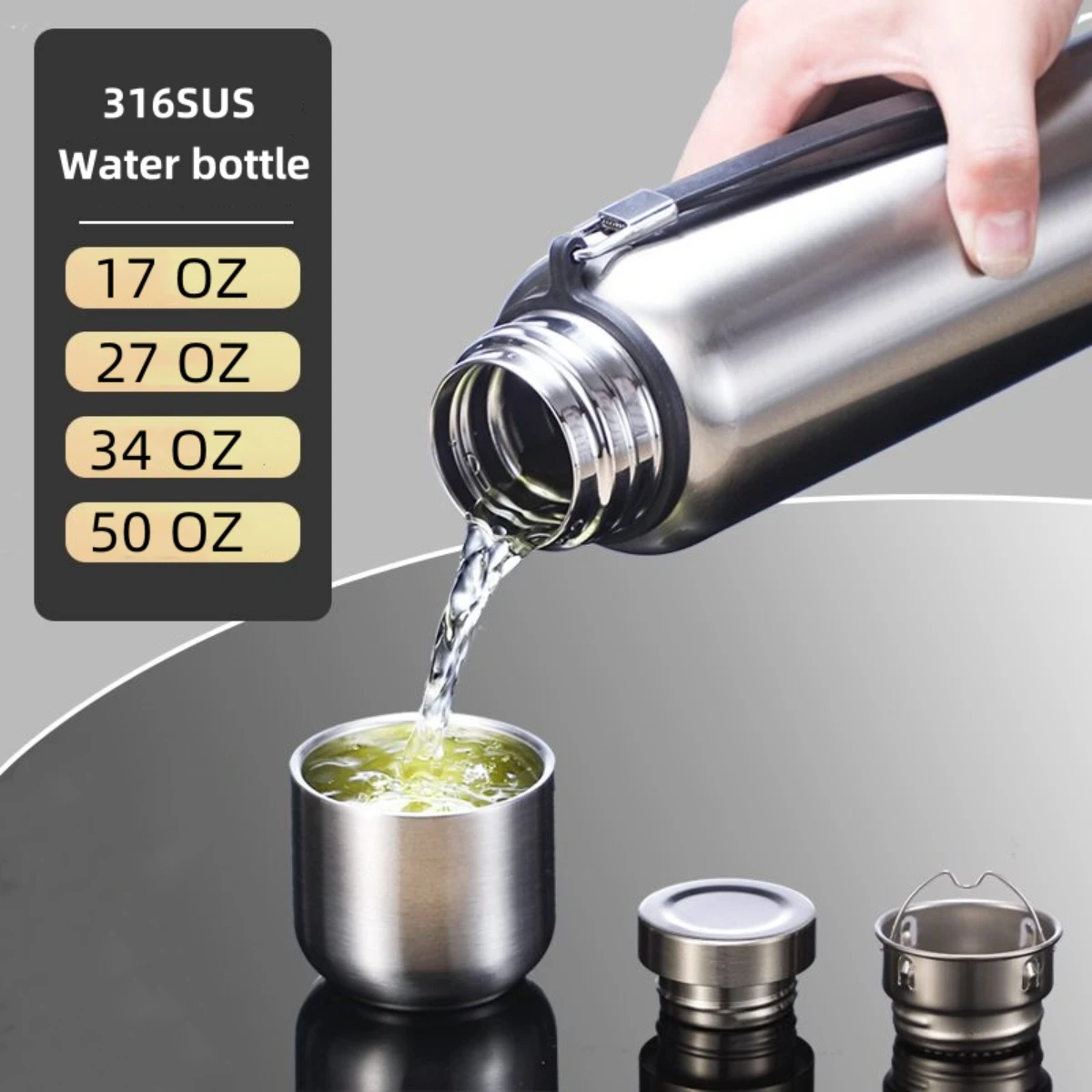 Thermos d'extérieur de grande capacité, tasse thermique Portable en acier inoxydable 316, flacons sous vide, bouteille d'eau de sport froide et chaude