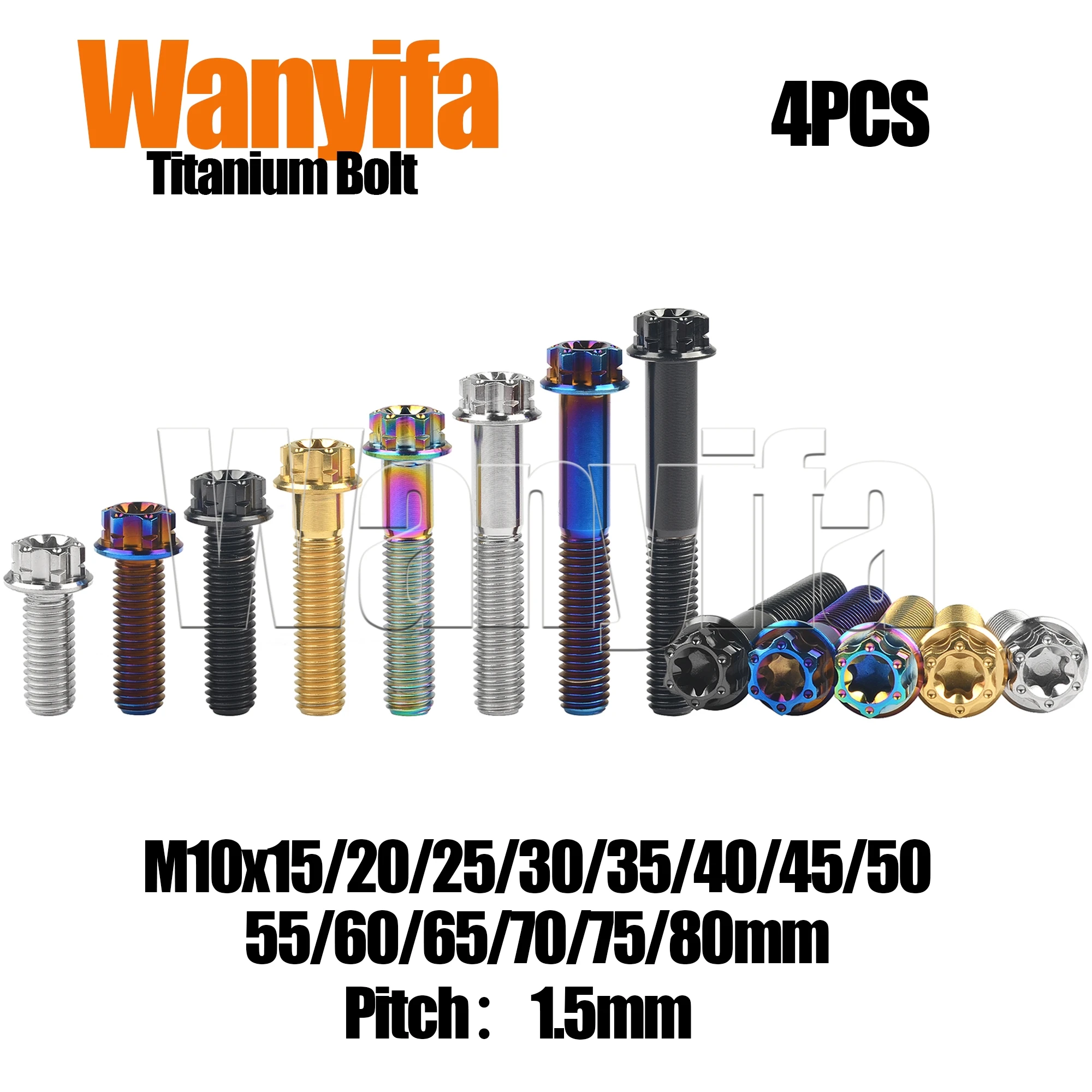 

Wanyifa Titanium Bolt M10x15/20/25/30/35/40/45/50/55/60/65/70/75/80mm Torx Head Screws for Motorcycle Part