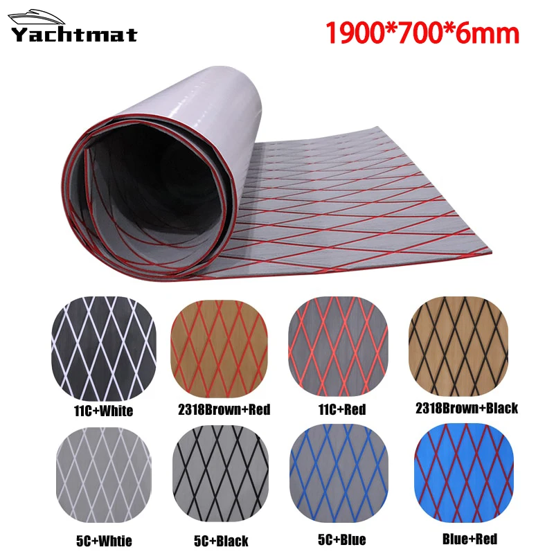 1900*700*6mm Self-Adhesive Teak Decking Sheet Large Diamond Eva Foam Mat Non-slip Damping Yacht RV Traction Mat Boat Accessories