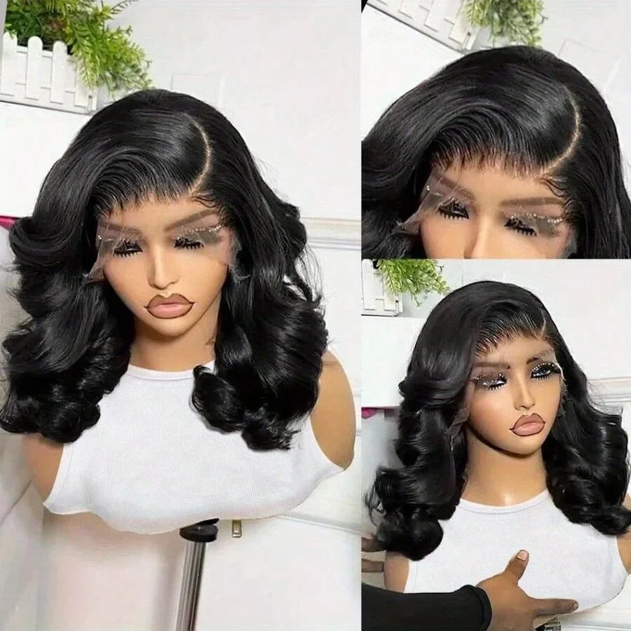 الجسم موجة بوب شعر مستعار شعر الإنسان 13X4 13x6 الدانتيل الشفاف الباروكات الأمامية 200% اللون الطبيعي خصلات الشعر المستعار الإنسان للنساء قبل قطعها #1