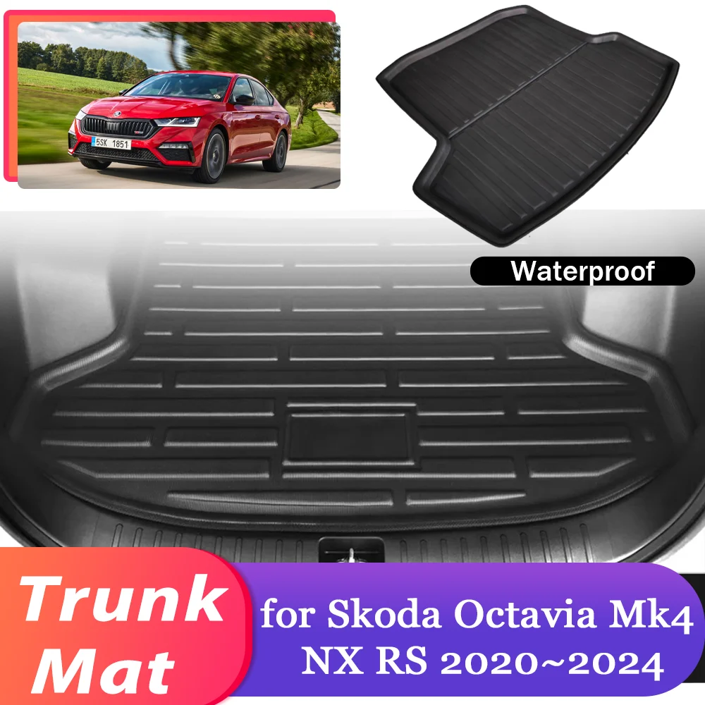 

Car Trunk Mat for Skoda Octavia Mk4 NX RS 2020~2024 2021 Luggage Storage Waterproof Rug Cargo Pad Liner Cover Carpet Accessories