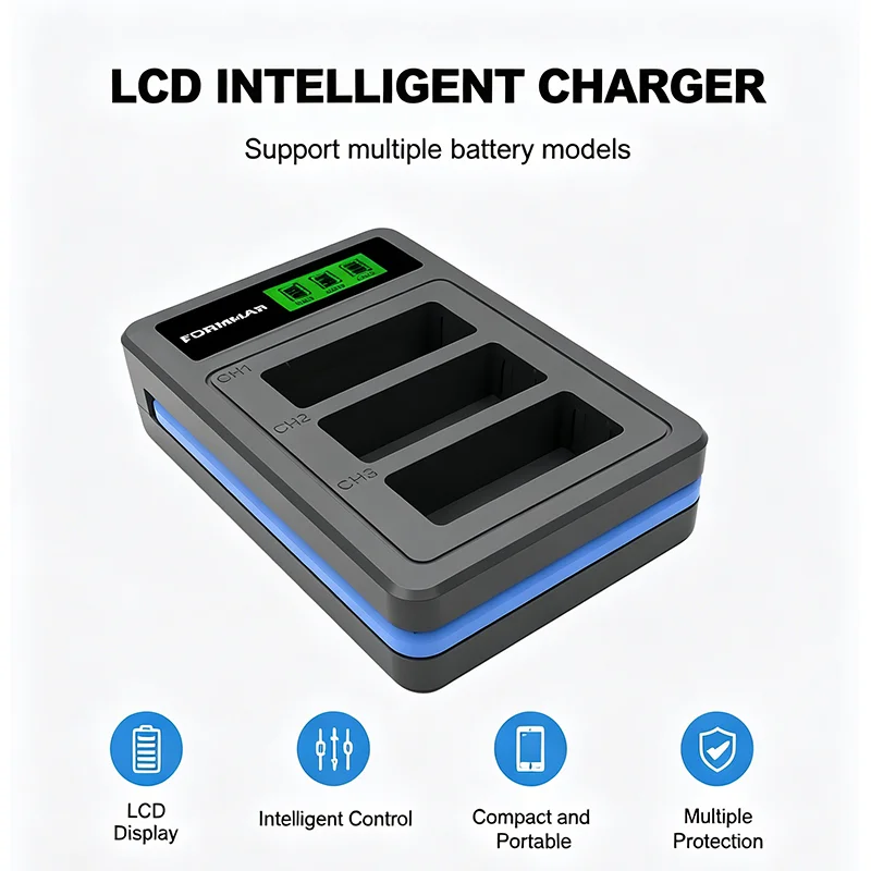 3 Slot Charger for Gopro Hero 13 Black Battery-Intelligent Battery Charger with LCD Display Low Temperature Suitable Charger