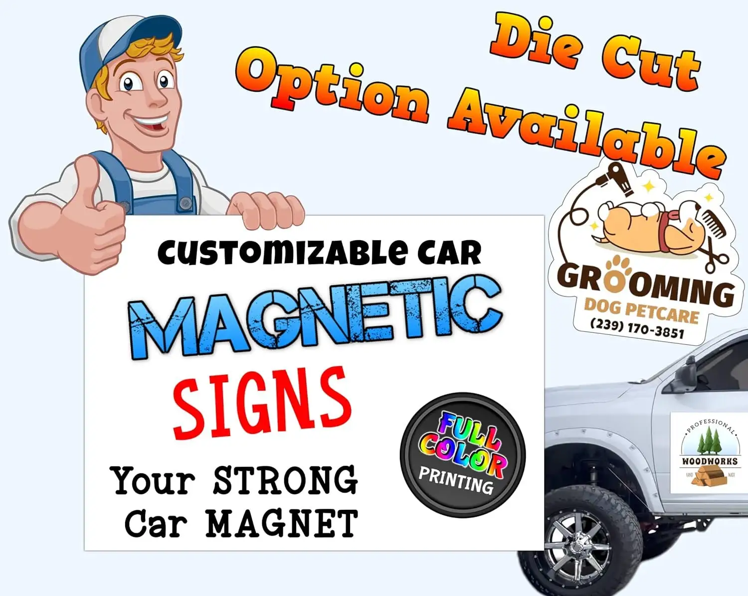 Personalized Car Magnet Sign | Customized Logo for Car Van Truck | Advertise Your Business Vehicle Magnetic | Professional Print