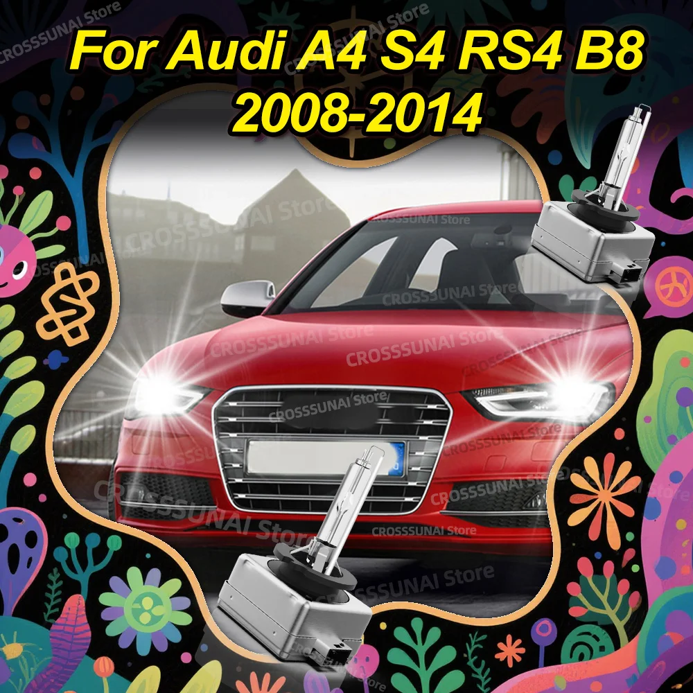 

2pcs HID Bulbs Xenon Headlight 6000K for Audi A4 S4 RS4 B8 2008 2009 2010 2011 2012 2013 2014