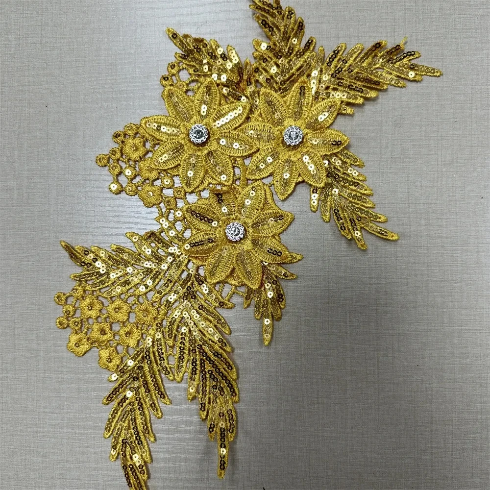 Patchs d'appliques de fleurs d'aviation 3D à paillettes, coudre sur l'artisanat de robe de mariée, 5 pièces