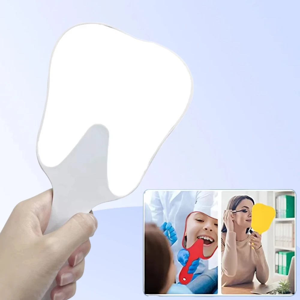 

Утолщенное стоматологическое зеркало в форме зуба, ручное небьющееся пластиковое зеркало для макияжа, стоматологические аксессуары, подарок для стоматолога