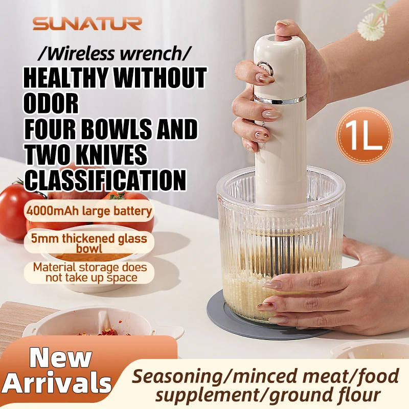 

SUNATUR Mini Grinder Machine Meat Cutting 5V Electric Household Mincer Vegetable Chopper Masher 80W