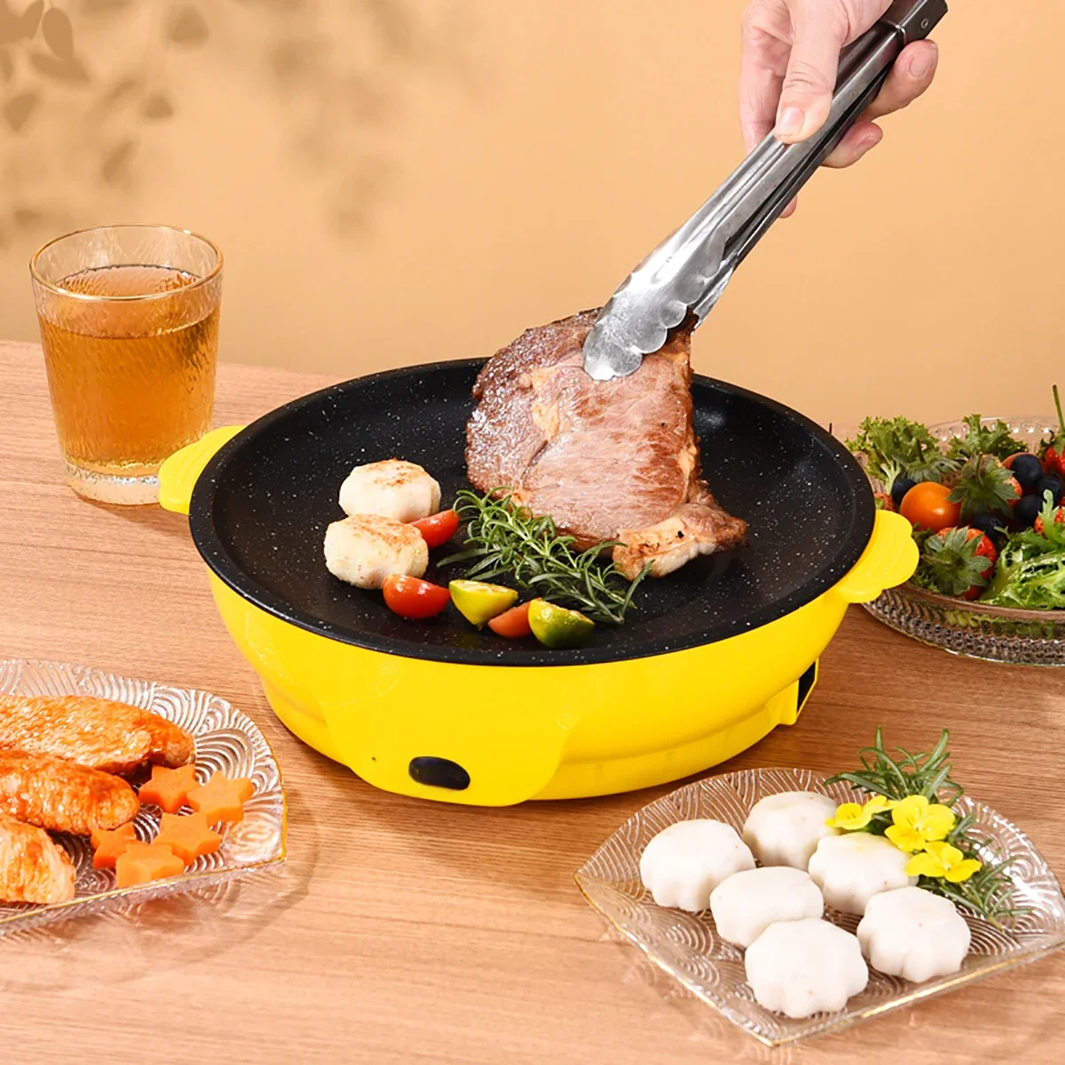 Plateau de cuisson électrique multifonctionnel 220V, Koekenpan Niet-Plakkerige Grill Geroosterde Pan Fornuis Barbecue Keuken outil