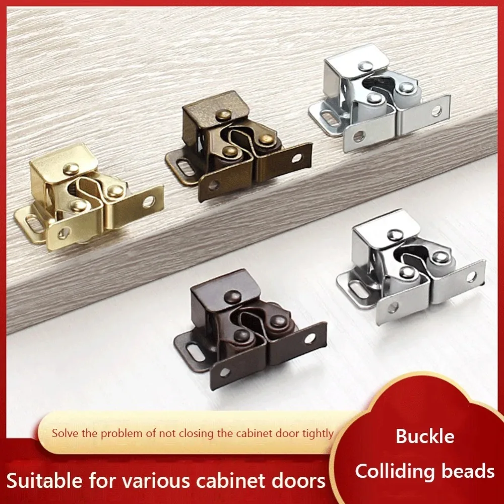 

4PCS Antique Copper Cabinet Door Roller Catch Double Latch with Striker & Screws, Heavy Duty Furniture Hardware for Wardrobe